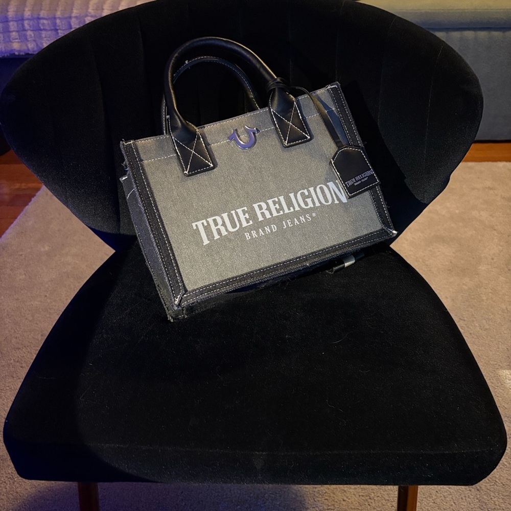 True Religion Black and Gray Handbag